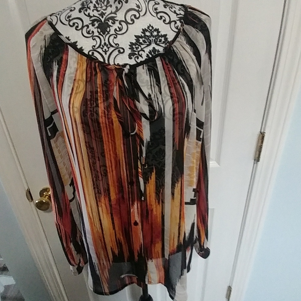Milano printed shear blouse Sz XL